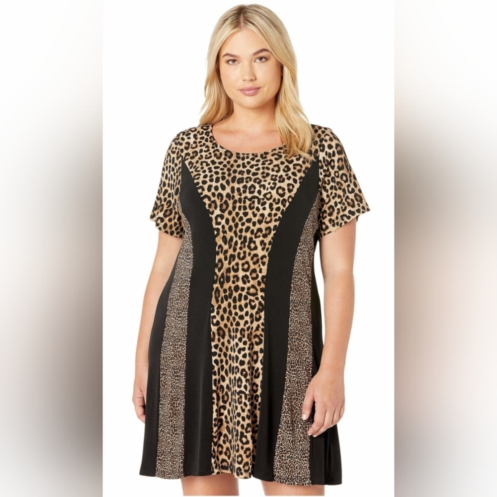 Michael Kors Animal Print Short Sleeve A-Line Leopard Mini Dress Size 0X